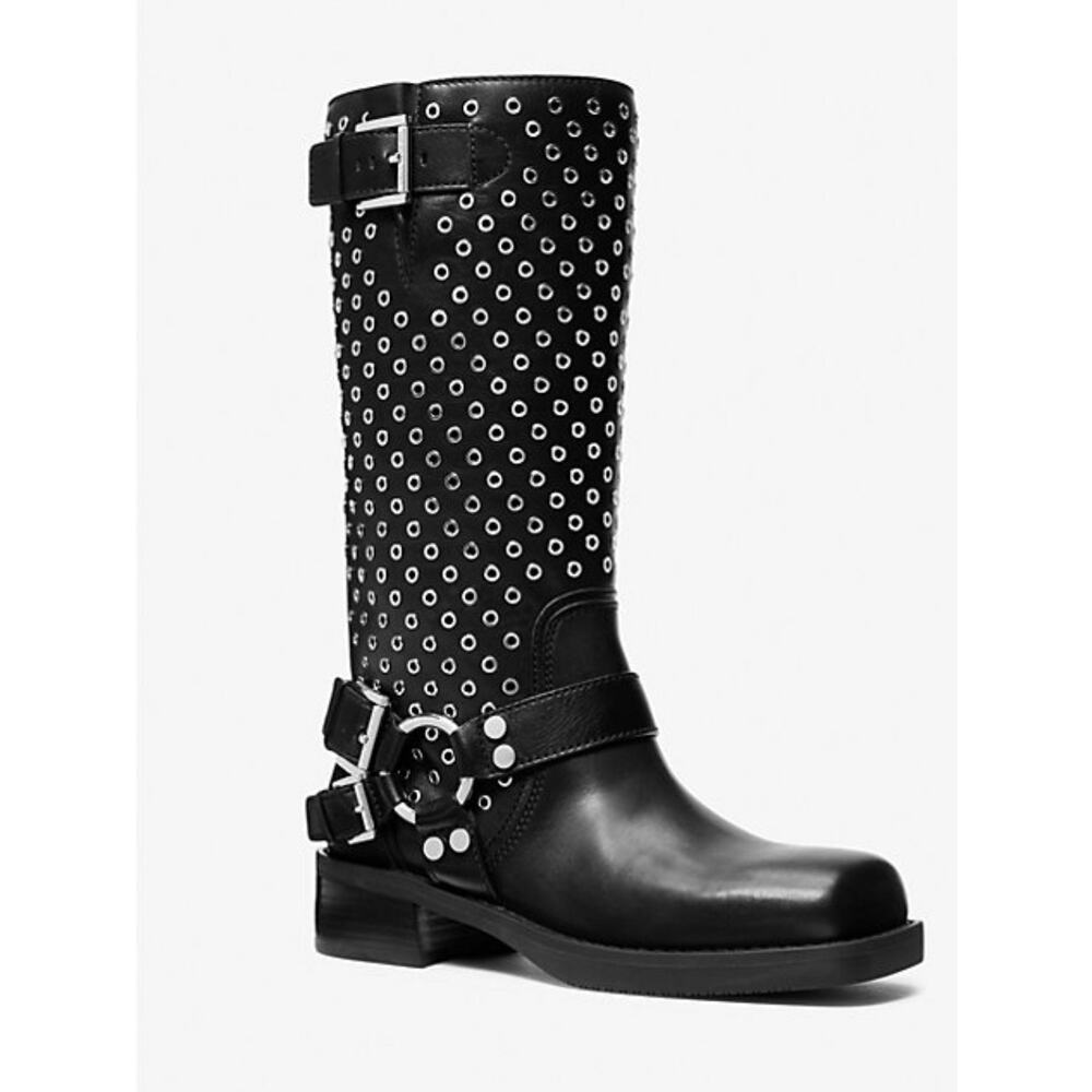 New MICHAEL MICHAEL KORS
Crosby Grommeted Leather Moto Boot size 6